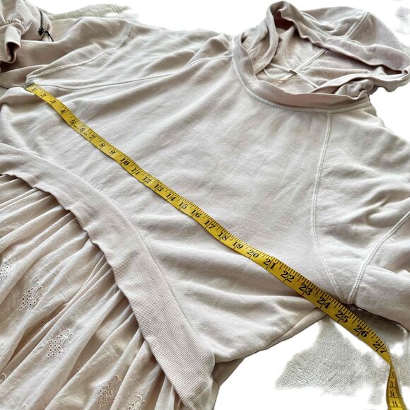 Free People Sweet Streets Hoodie Large L Oversized Long Sleeve Pink Beige - Picture 11 of 14